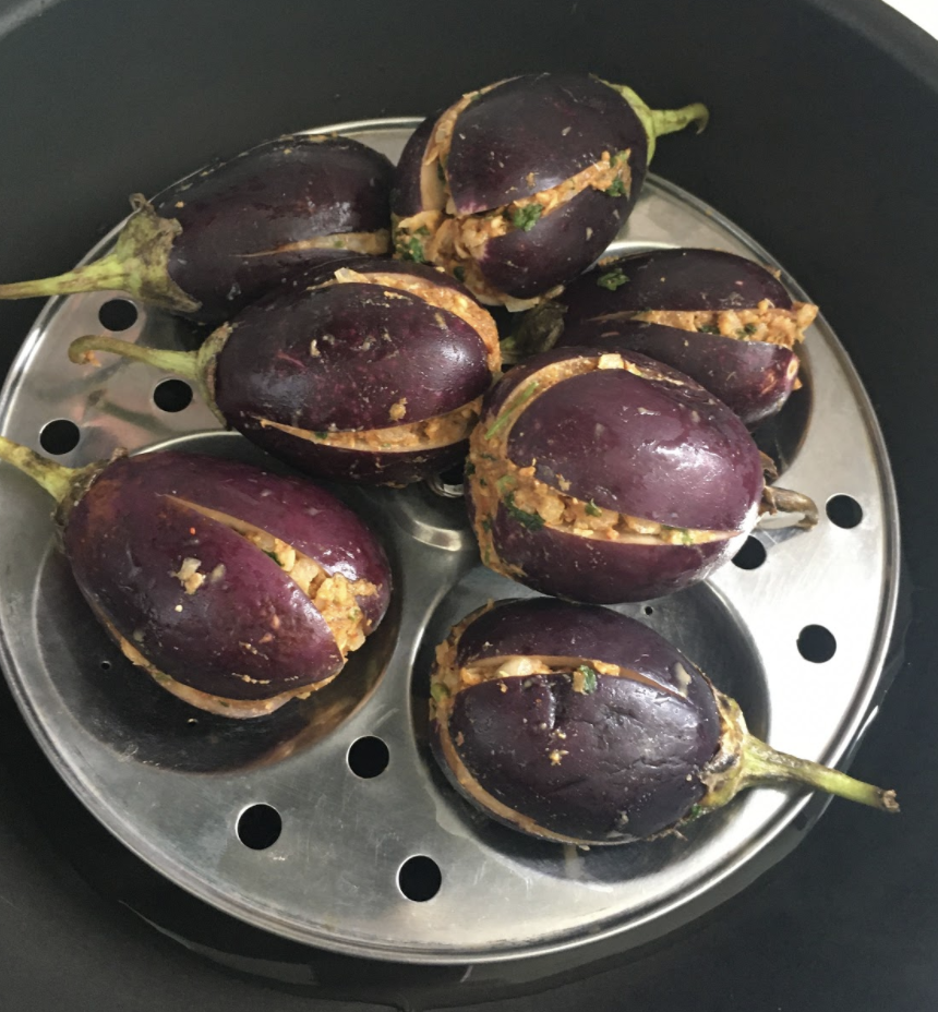 Steamed Stuffed Eggplants