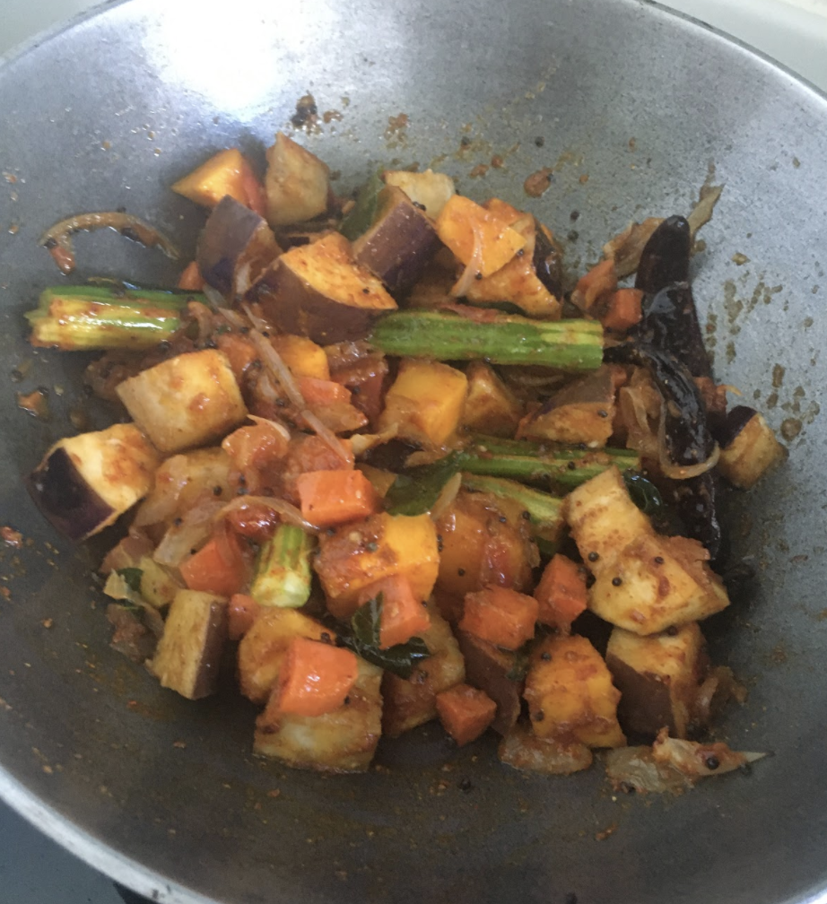 Adding Dal to Sambar