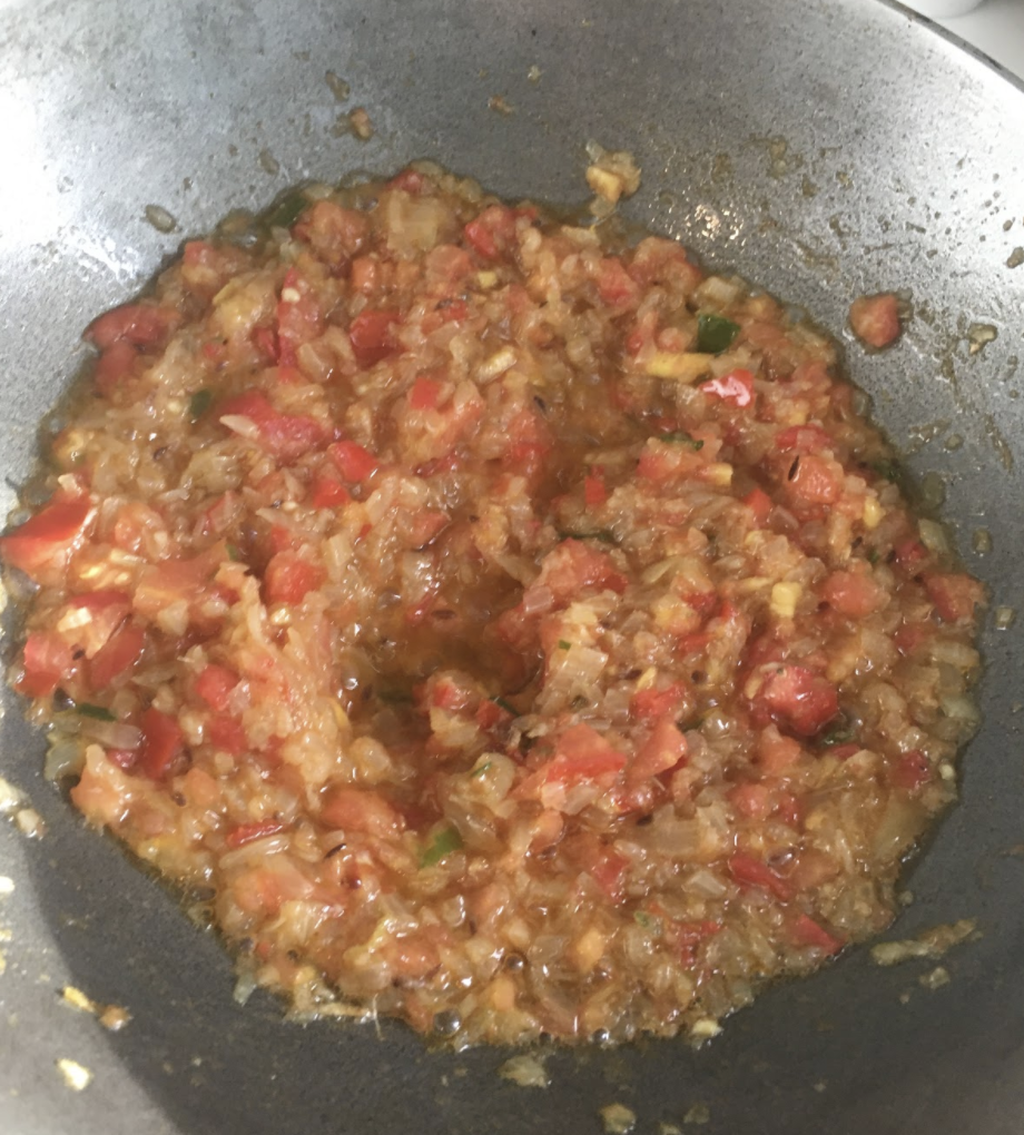 Fry mix well until oil separates on the sides Add the roasted ground peanuts