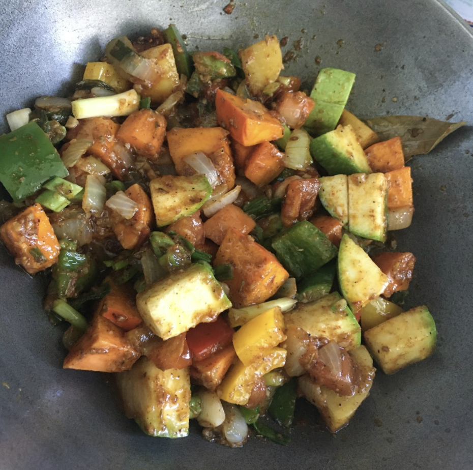 Add hot water , cover and cook for 4-5 mins on med low flame Add soya chunks Add coconut milk and cover and simmer for 7-10 mins