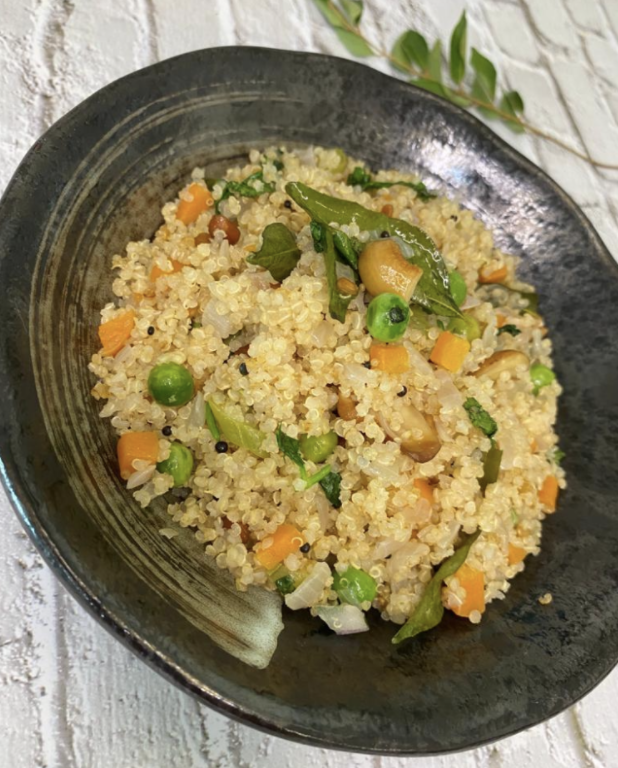 This Quinoa Upma is quick and easy to prepare and a perfect healthy protein-rich meal. It’s low carb and vegan. INGREDIENTS: