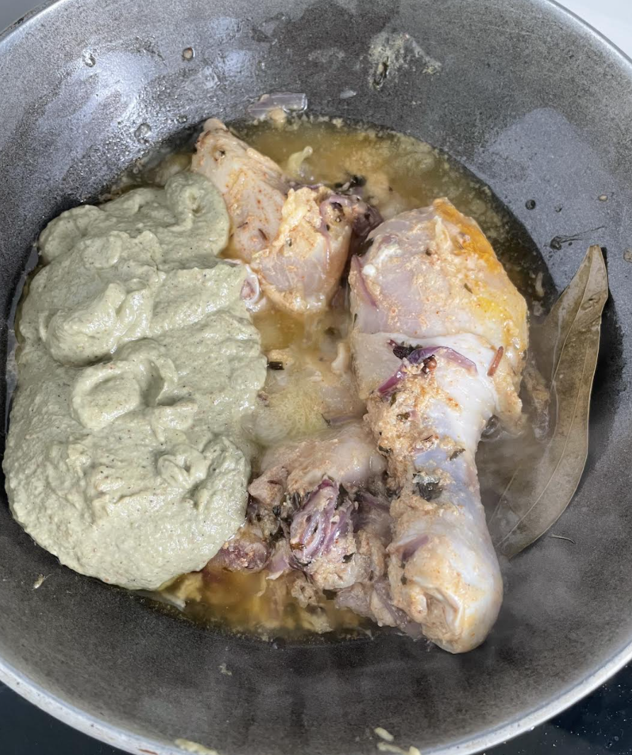 Adding Spice and Green Paste