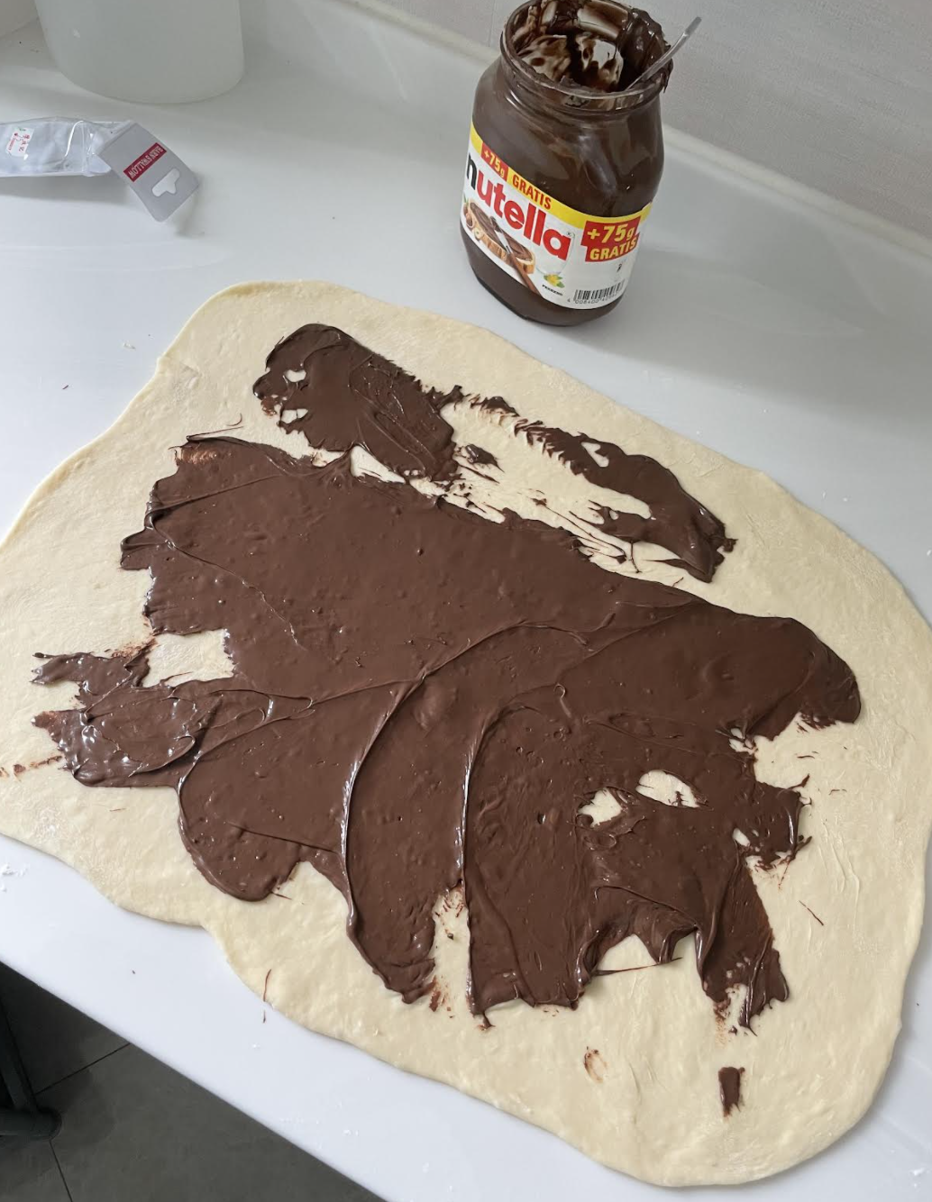 Cutting dough into strips
