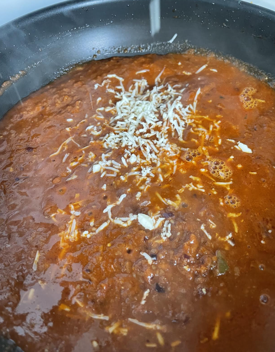 Adding cream to the gravy