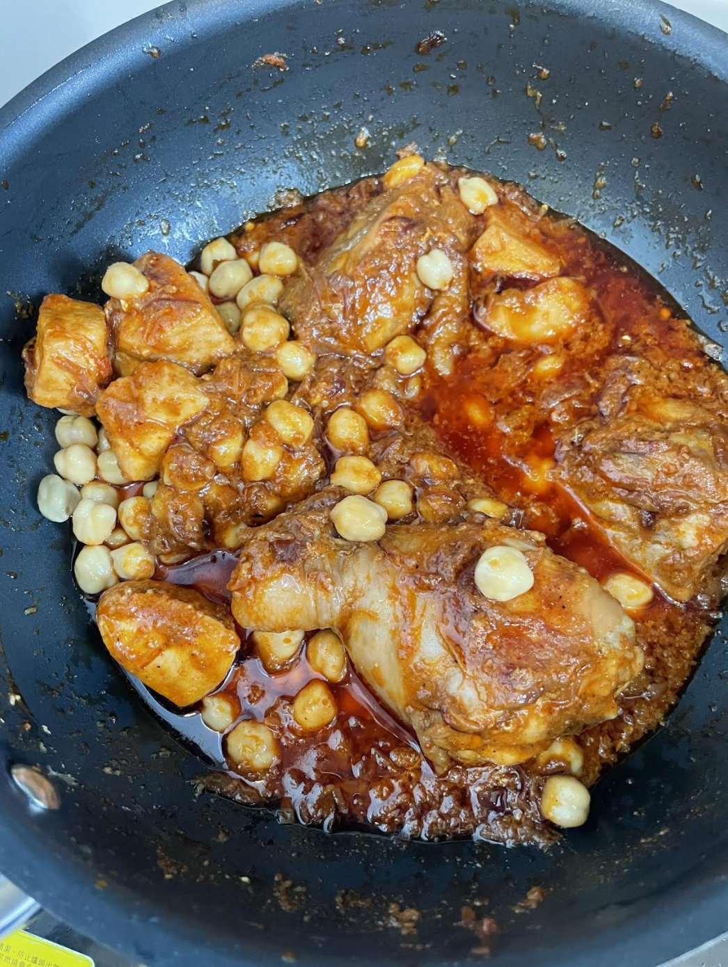 Adding chickpea stock