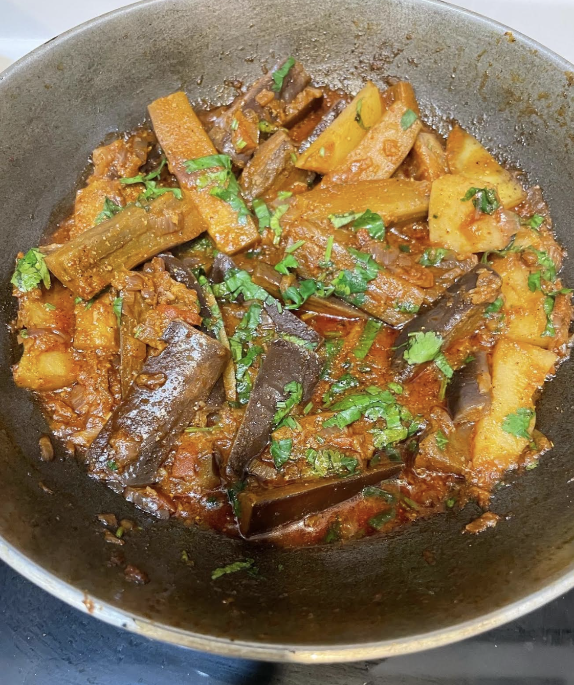 Serving Achari Baingan