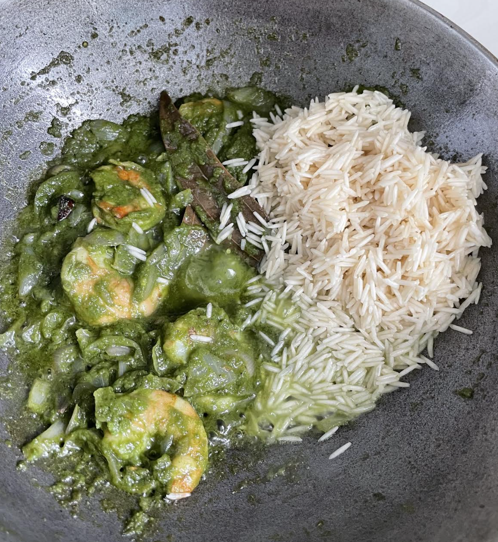 Add salt, coconut milk and hot water