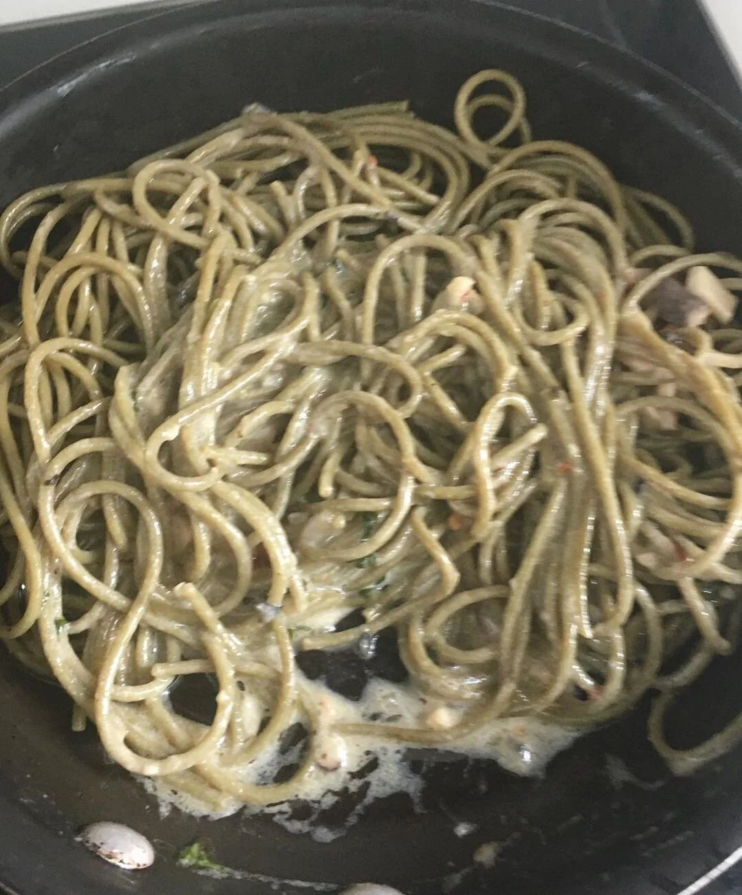 Serve Vegan Scallops Spaghetti